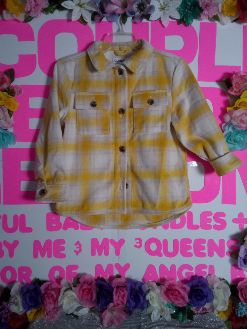OLD NAVY Yellow Plaid Button-Up Shirt Jacket for Kids